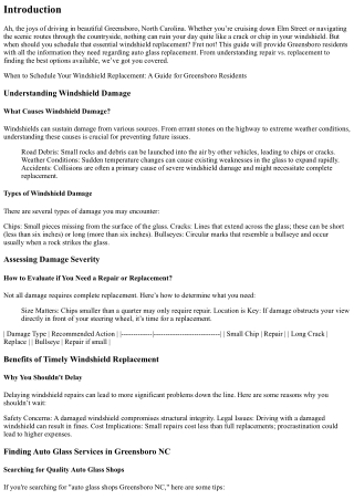 When to Schedule Your Windshield Replacement: A Guide for Greensboro Residents