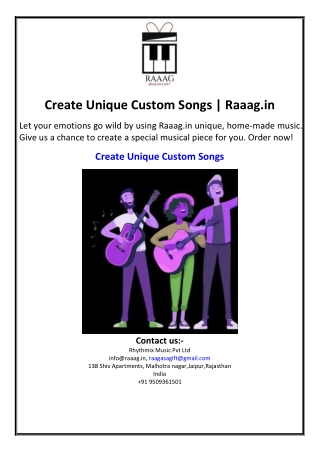 Create Unique Custom Songs | Raaag.in