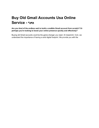 Buy Old Gmail Accounts Usa Online Service - جعبه