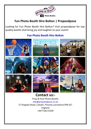 Fun Photo Booth Hire Bolton | Propandpose