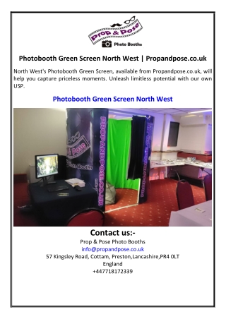 Photobooth Green Screen North West | Propandpose.co.uk