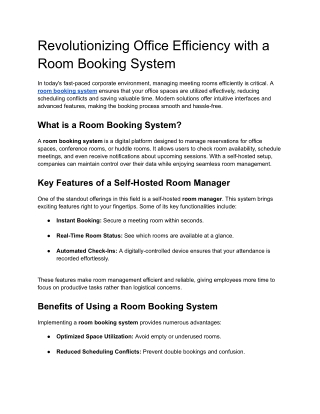 Revolutionizing Office Efficiency with a Room Booking System