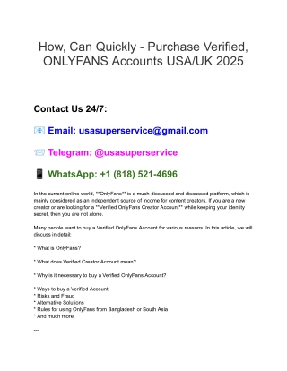 How, Can Quickly - Purchase Verified, ONLYFANS Accounts USA_UK 2025