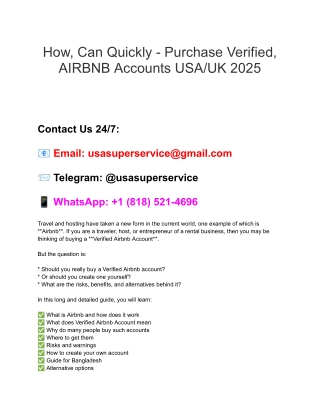 How, Can Quickly - Purchase Verified, AIRBNB Accounts USA_UK 2025