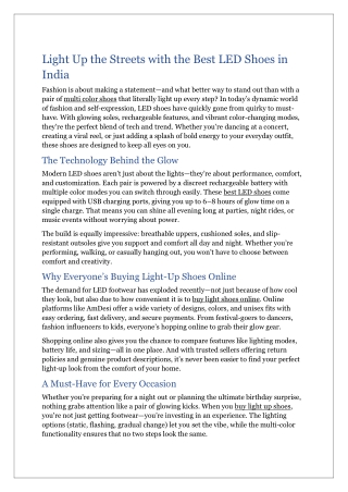 Led light shoes India