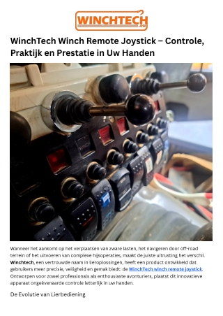 WinchTech Winch Remote Joystick – Controle, Praktijk en Prestatie in Uw Handen