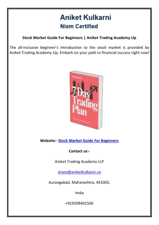 Stock Market Guide For Beginners  Aniket Trading Academy Llp