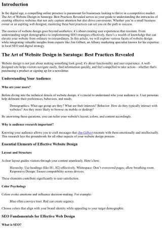 The Art of Website Design in Saratoga: Best Practices Revealed