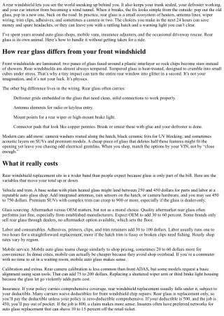 Rear Windshield Replacement: Costs, Timing, and Options