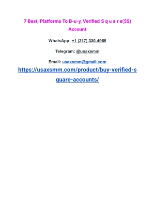 7 Best, Platforms To B-u-y, Verified S q u a r e($$) Account ^^