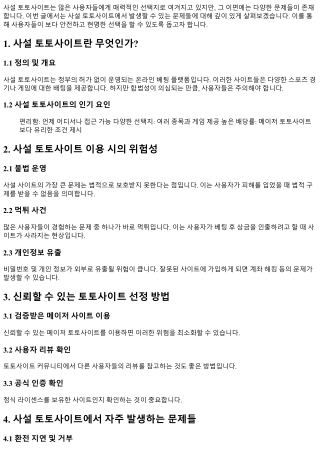 사설 토토사이트에서 발생할 수 있는 문제들