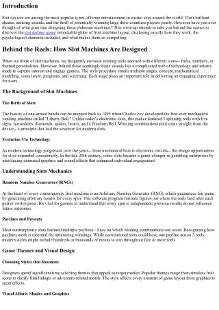 Behind the Reels: Exactly How Slot Machines Are Made