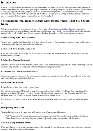 The Environmental Impact of Auto Glass Replacement: What You Should Know