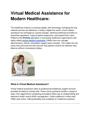 Virtual Medical Assistance