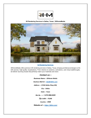 3D Rendering Services in Dallas, Texas | 3DHomeMedia