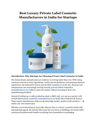 Best Luxury Private Label Cosmetic Manufacturers in India for Startups