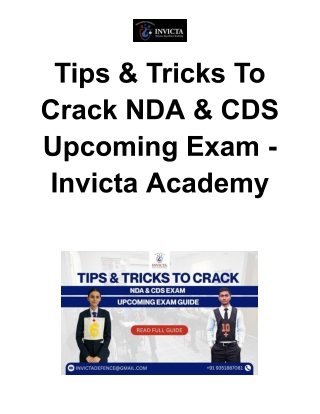 Tips & Tricks To Crack NDA & CDS Upcoming Exam - Invicta Academy