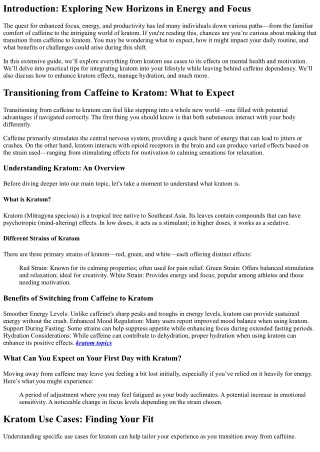 Transitioning from Caffeine to Kratom: What to Expect
