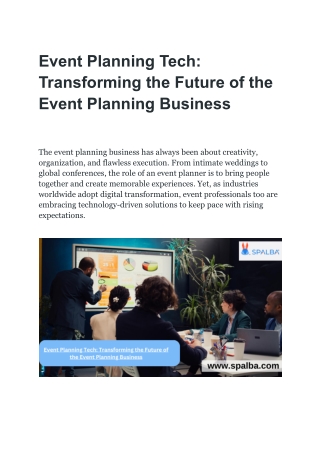 Event Planning Tech_ Transforming the Future of the Event Planning Business