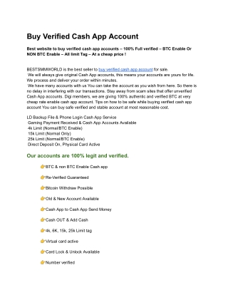 Buy Verified Btc Enable Cash App Accounts