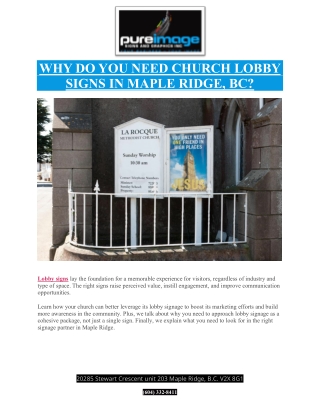 Why Do You Need Church Lobby Signs in Maple Ridge, BC