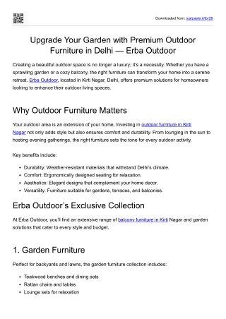 Upgrade Your Garden with Premium Outdoor Furniture in Delhi — Erba Outdoor