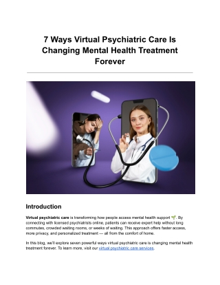 7 Ways Virtual Psychiatric Care Is Changing Mental Health Treatment Forever