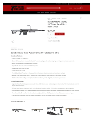 Barrett M82A1 50BMG 20″ Fluted Barrel  Black 13318 in USA - prime-firearms.com