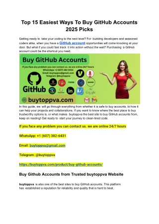 Top 15 Easiest Ways To Buy GitHub Accounts 2025 Picks
