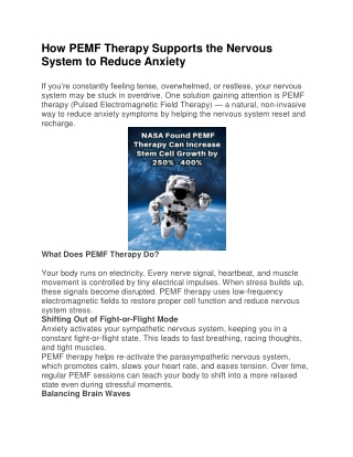 How PEMF Therapy Supports the Nervous System to Reduce Anxiety