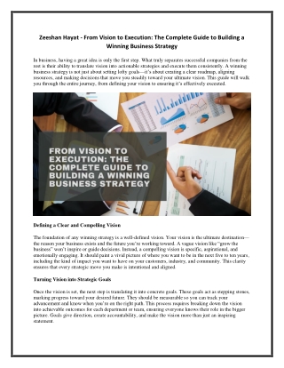 Zeeshan Hayat - From Vision to Execution - The Complete Guide to Building a Winning Business Strategy
