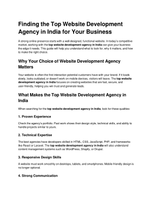 top website development agency in india
