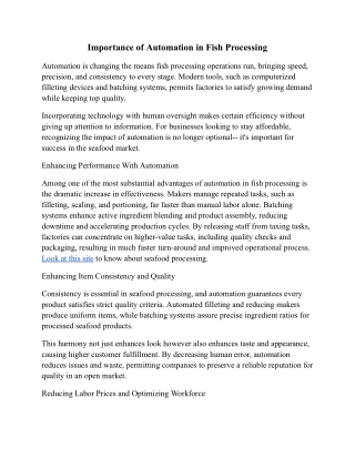 Importance of Automation in Fish Processing