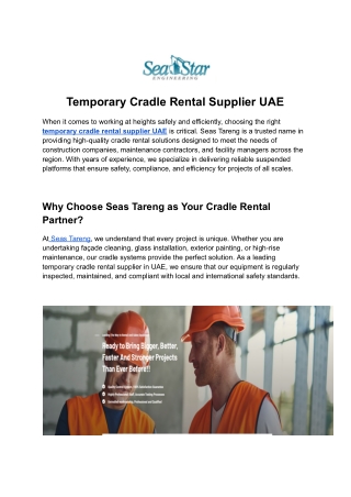 Temporary Cradle Rental Supplier UAE