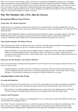 Play the game  Slots  Just Like a  Guru:  Advice for  Great results