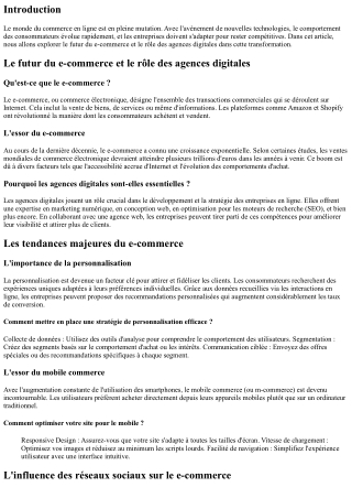 Le futur du e-commerce et le rôle des agences digitales