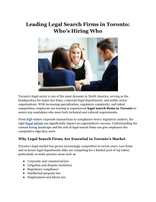 Leading Legal Search Firms in Toronto Whos Hiring Who