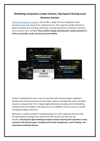 Marketing Companies London Ontario Top Experts Driving Local Business Success
