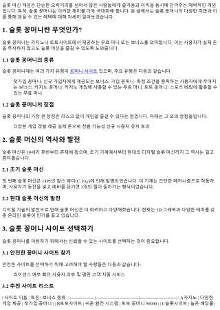 슬롯 꽁머니, 재미와 이익을 동시에!