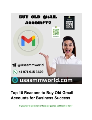 Top 10 Reasons to Buy Old Gmail Accounts for Business Success
