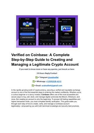Best 7 Sites To Verified USA Coinbase Accounts (personal