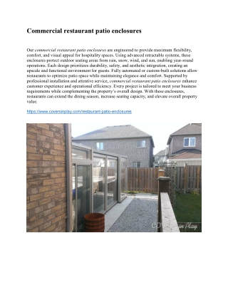 commercial restaurant patio enclosures