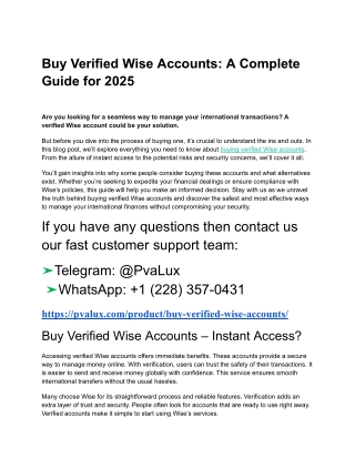 How to Buy Verified Wise Accounts Quickly & Securely