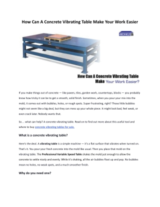 How Can A Concrete Vibrating Table Make Your Work Easier