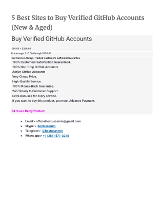 5 Best Sites to Buy Verified GitHub Accounts (New & Aged)