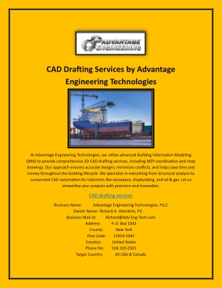 CAD Drafting Services by Advantage Engineering Technologies