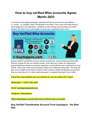 How to buy verified Wise accounts Agnes Martin.2025