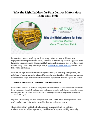 Why the Right Ladders for Data Centres Matter More Than You Think