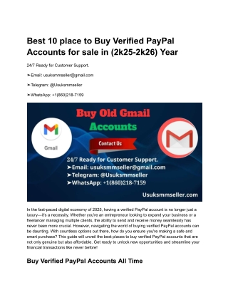Best 10 place to B,uy Verified PayPal Accounts for sale in (2k25-2k26) Year