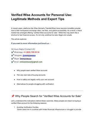 Trusted Sources for Verified Wise Accounts 2025
